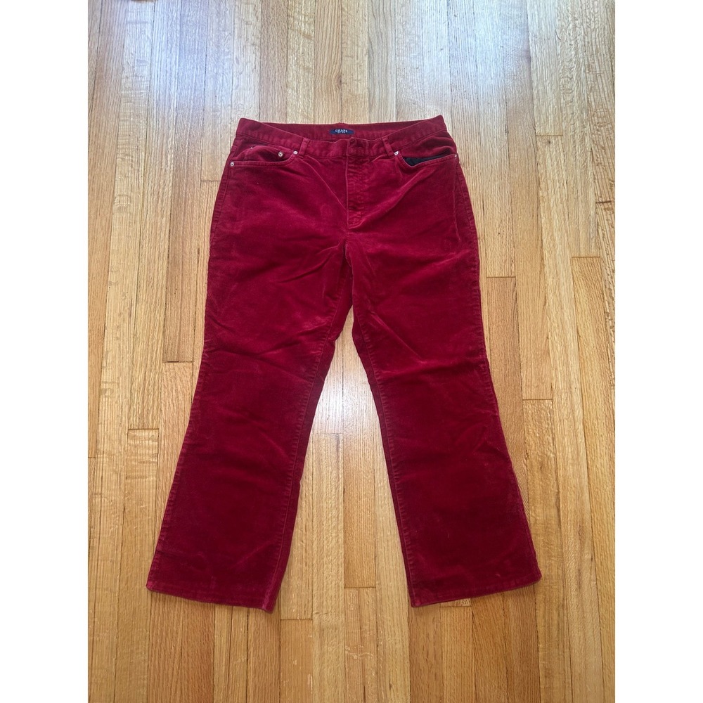 Chaps Womens Red Corduroy Pants Straight Leg Mid Rise Size 12 Stretch Cotton